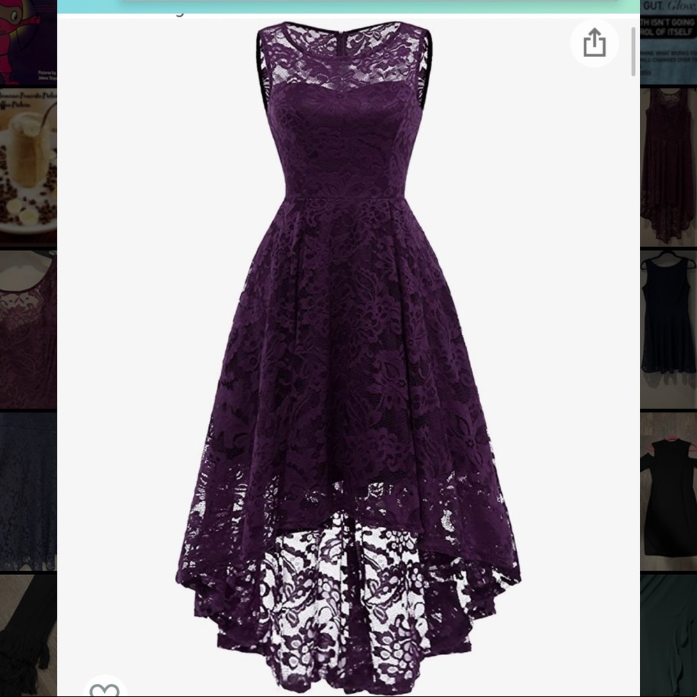 Plum high low lace dress